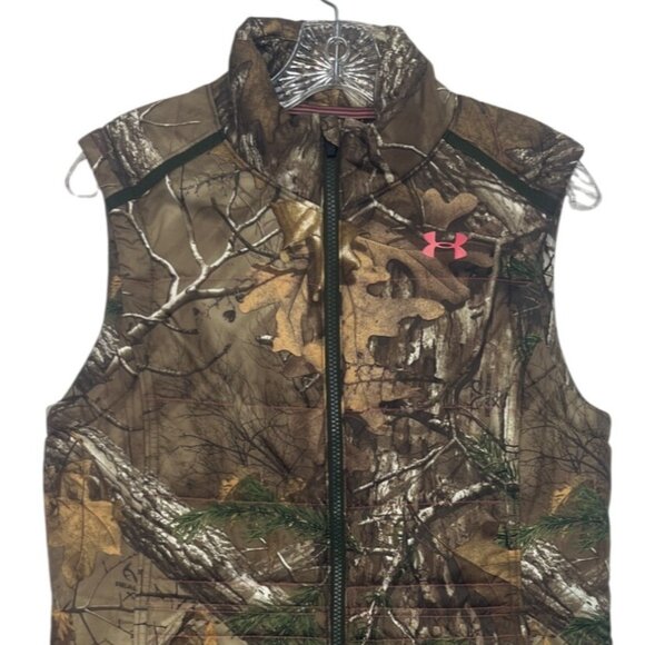 Under Armour Camo Insulated Vest Womens Medium Brown Hunting Outdoor - Picture 3 of 11